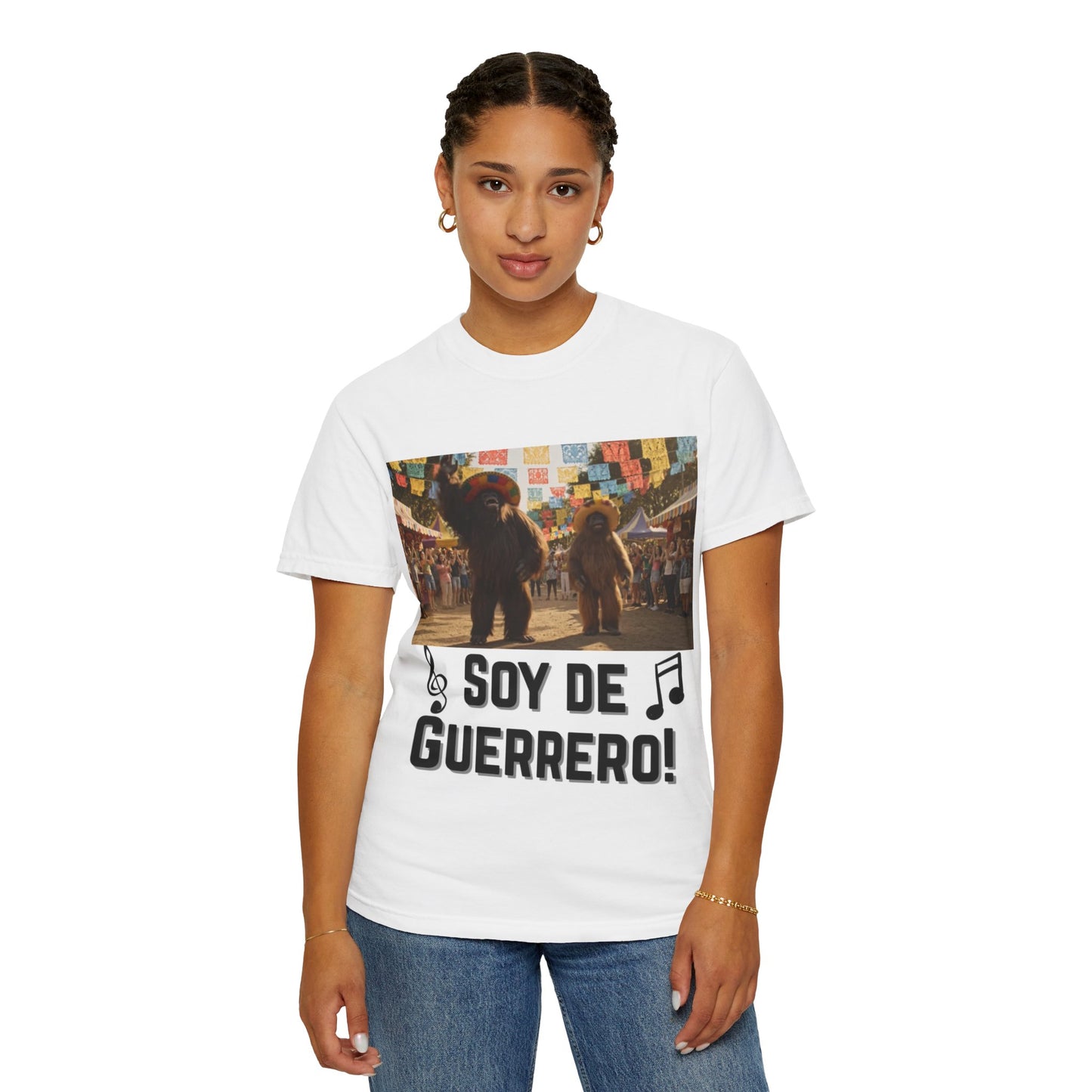 Unisex T-Shirt – “Soy de Guerrero” Dancing Sasquatches with Musical Notes