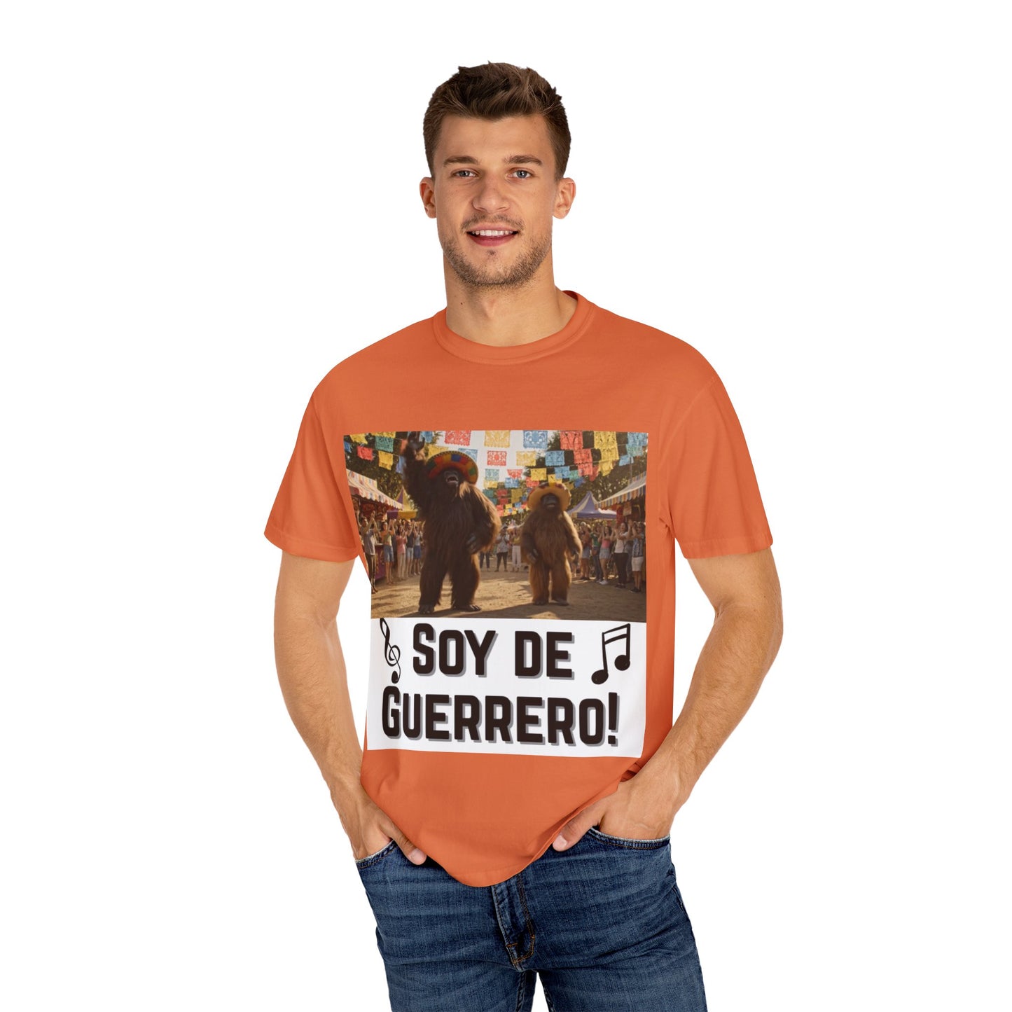 Unisex T-Shirt – “Soy de Guerrero” Dancing Sasquatches with Musical Notes
