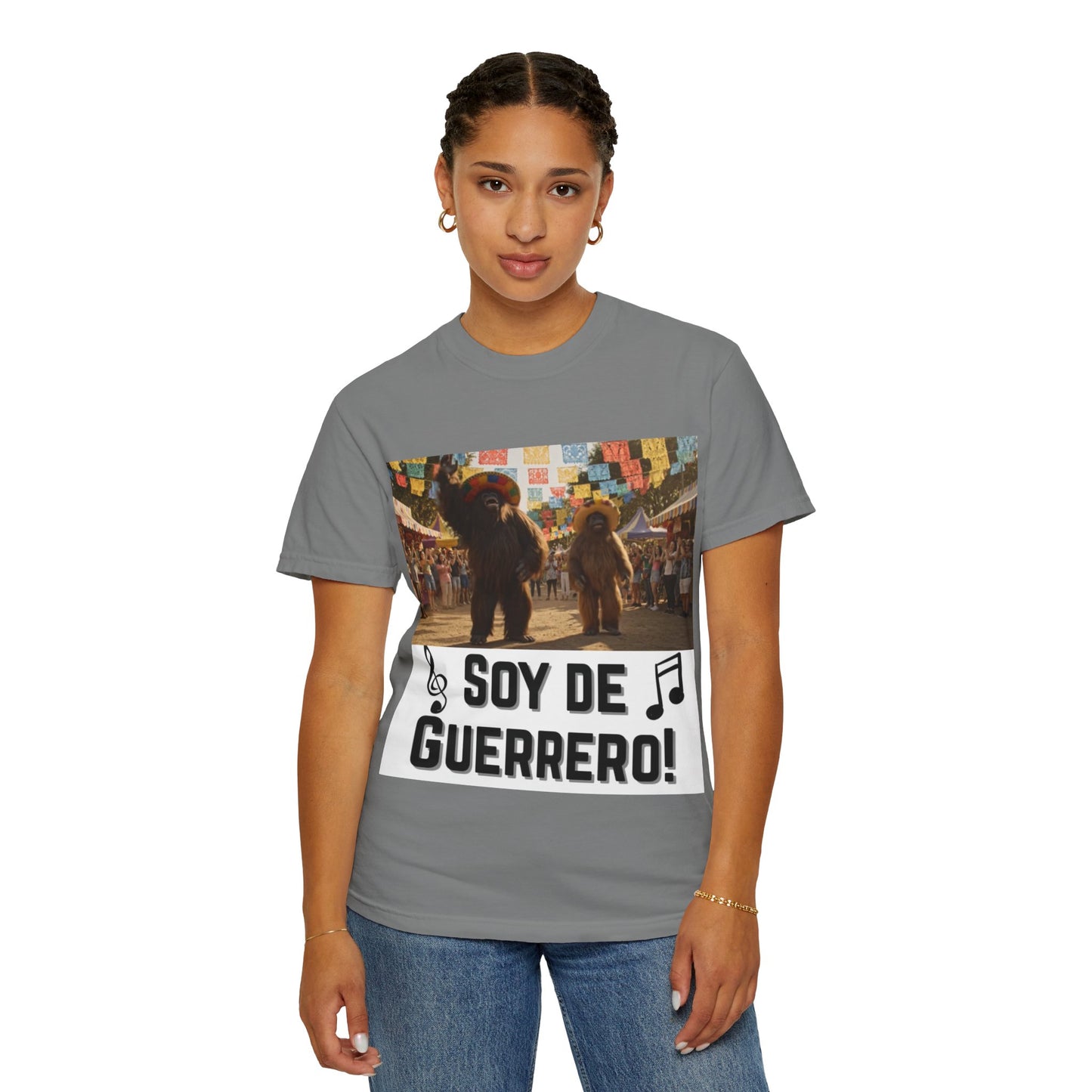 Unisex T-Shirt – “Soy de Guerrero” Dancing Sasquatches with Musical Notes
