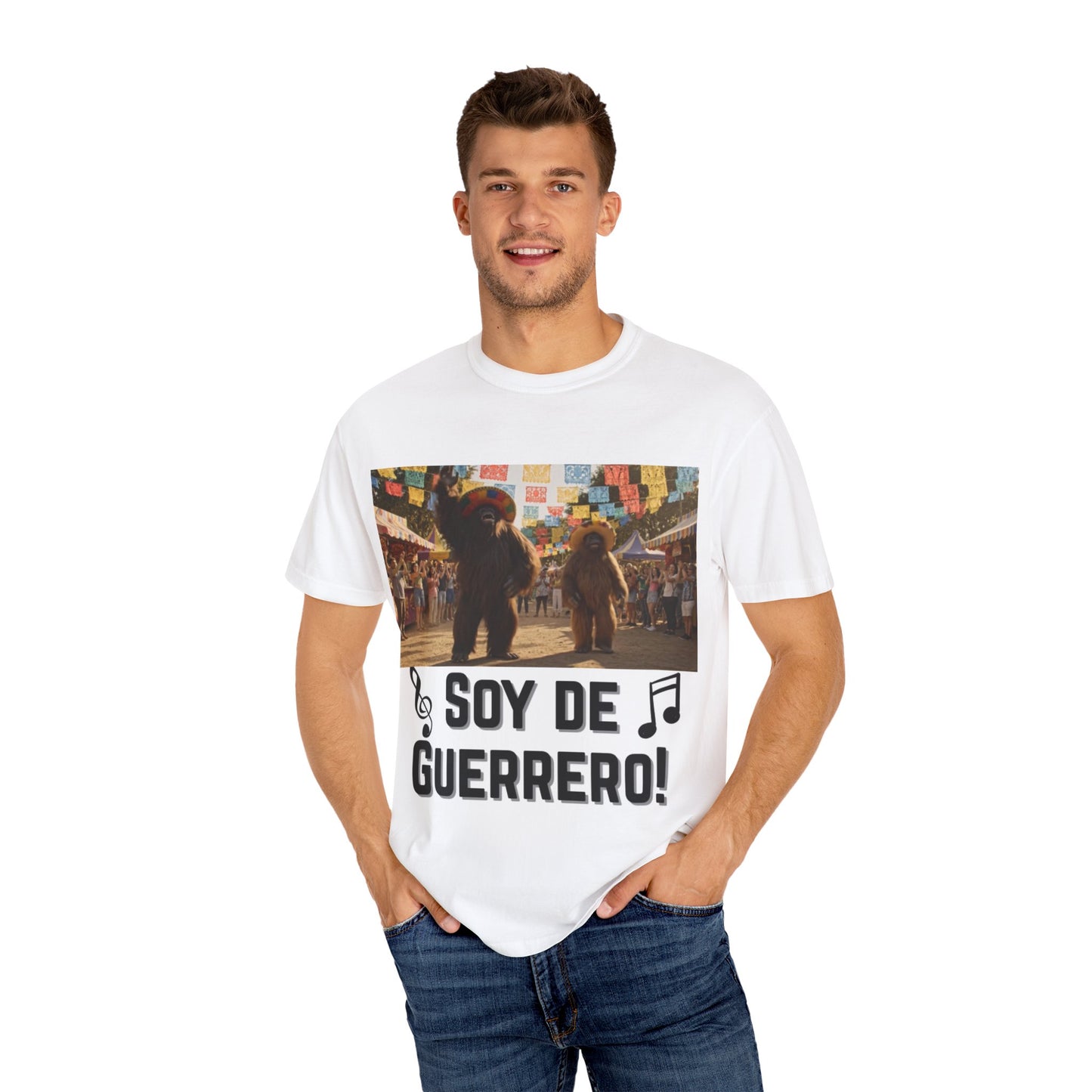 Unisex T-Shirt – “Soy de Guerrero” Dancing Sasquatches with Musical Notes