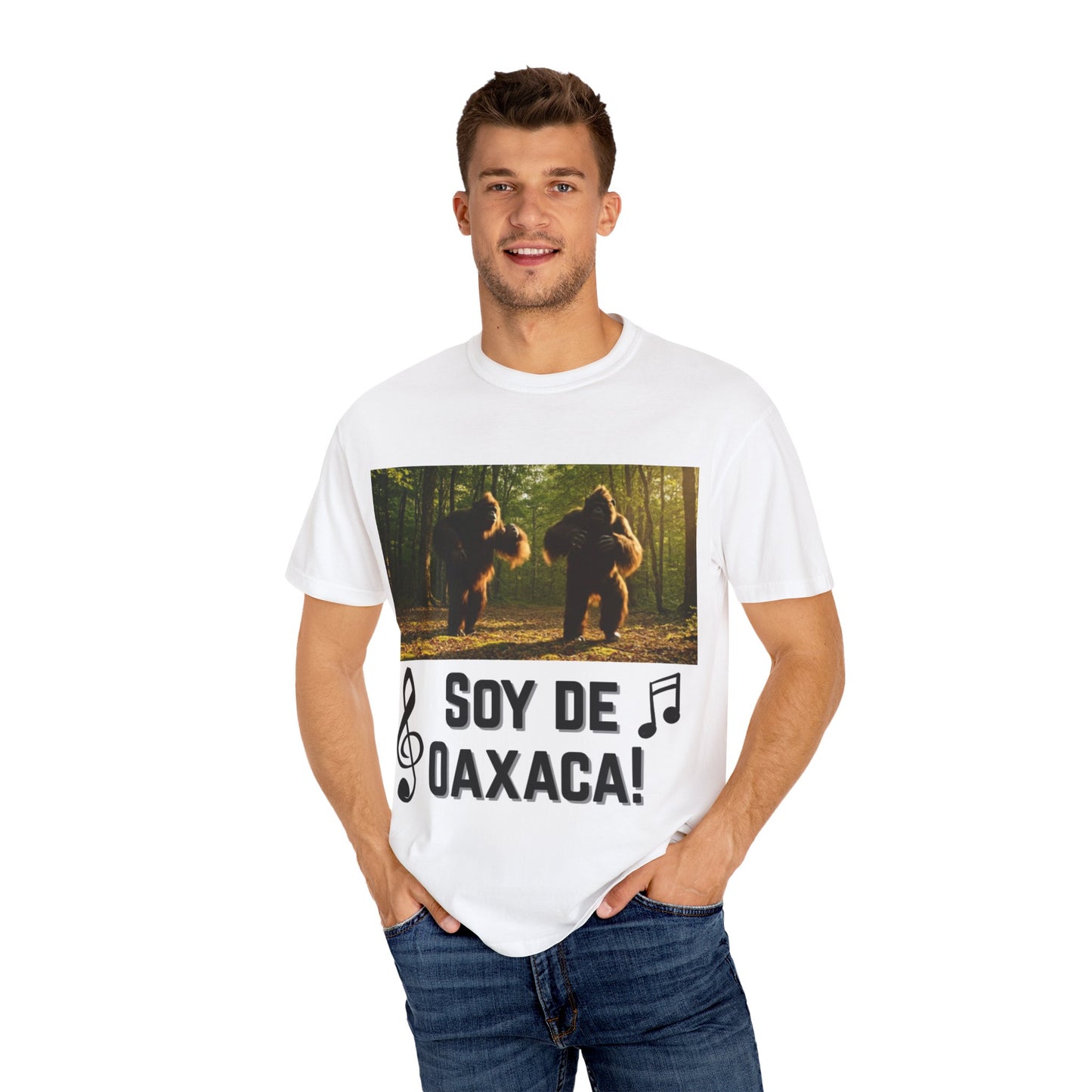 Unisex T-Shirt – “Soy de Oaxaca” Dancing Sasquatches with Musical Notes