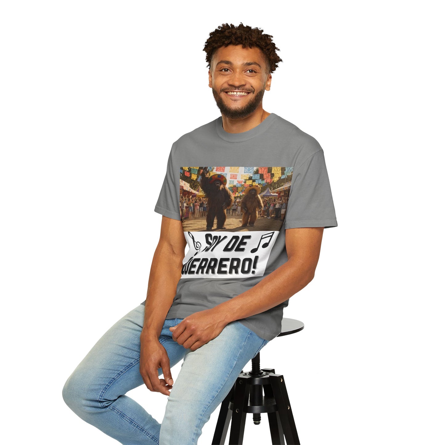 Unisex T-Shirt – “Soy de Guerrero” Dancing Sasquatches with Musical Notes