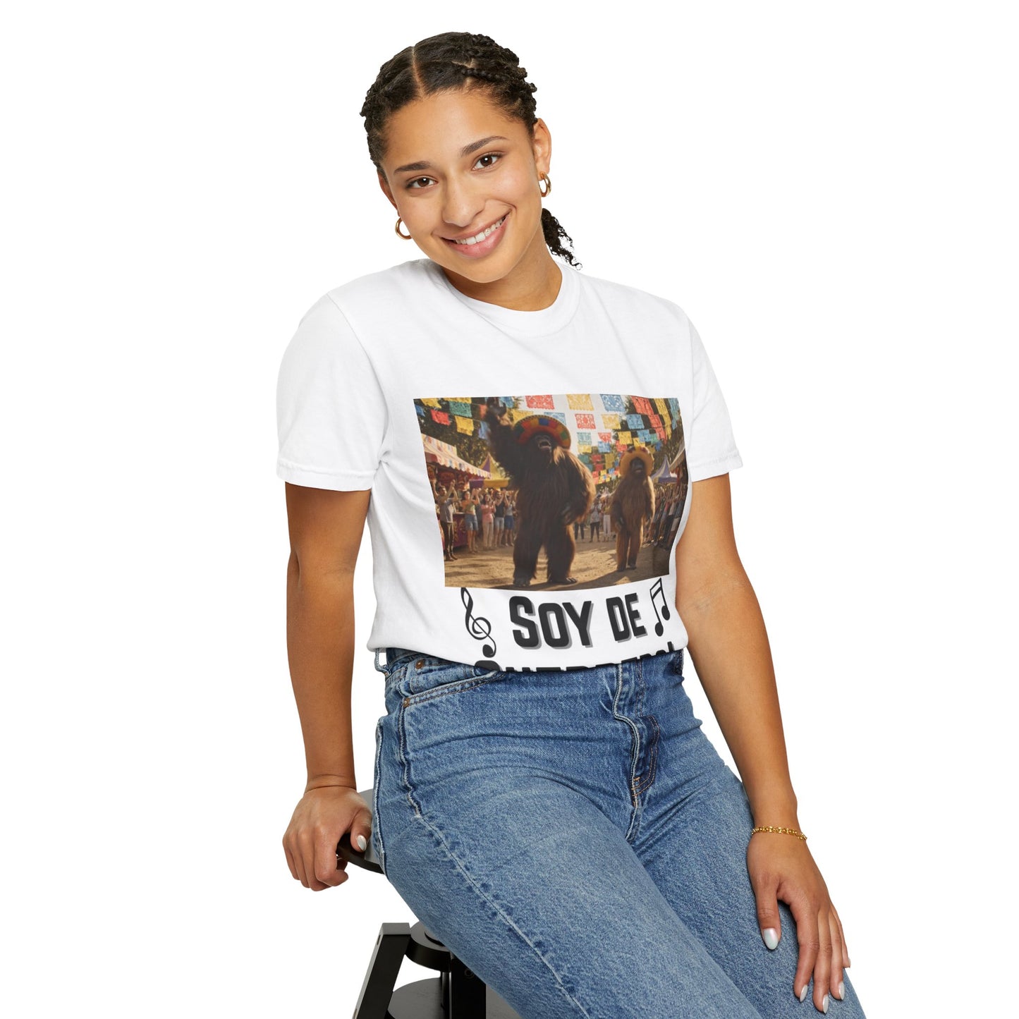Unisex T-Shirt – “Soy de Guerrero” Dancing Sasquatches with Musical Notes