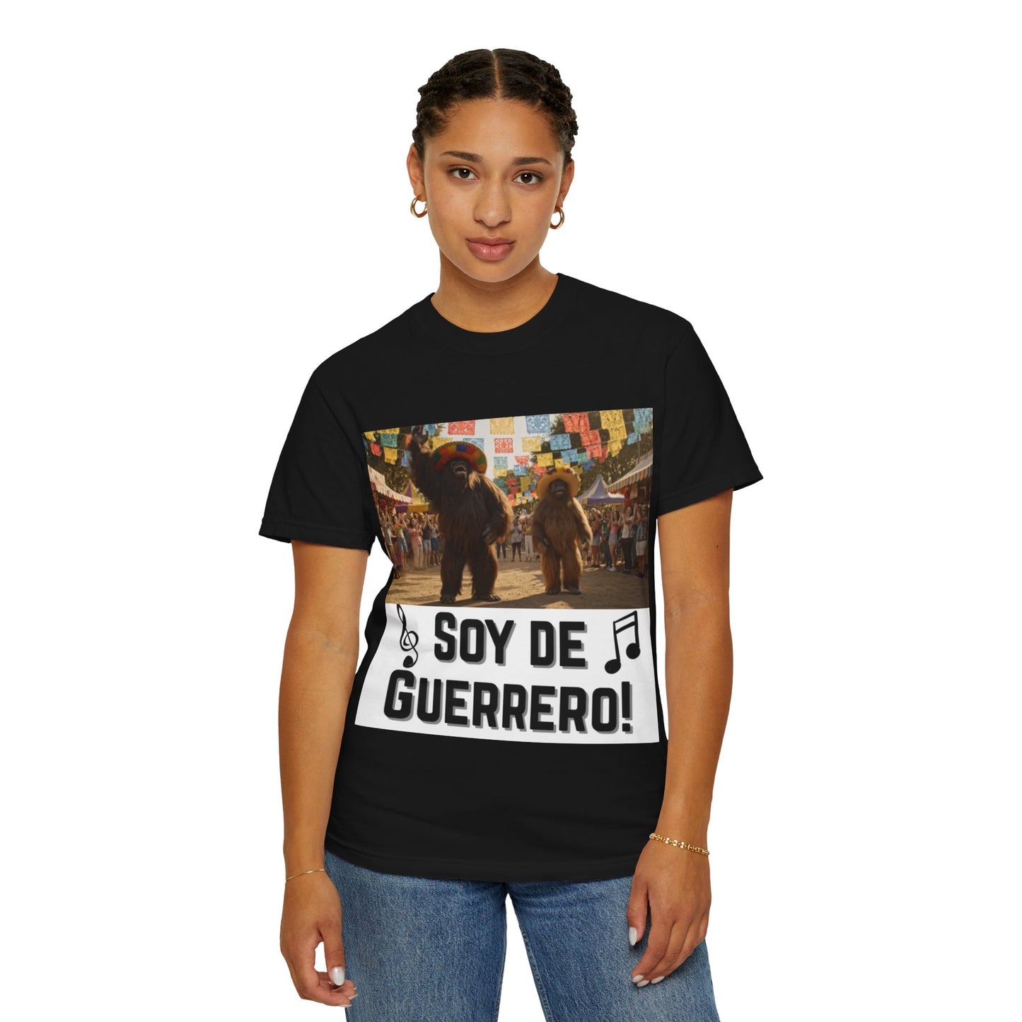 Unisex T-Shirt – “Soy de Guerrero” Dancing Sasquatches with Musical Notes