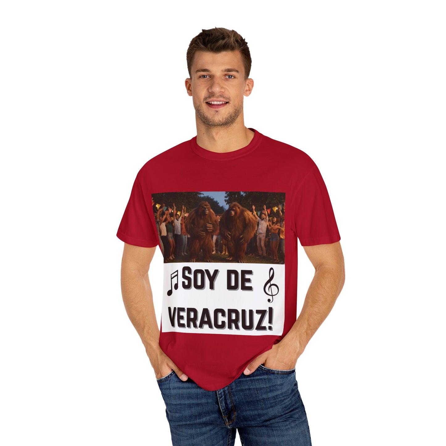 Unisex T-Shirt – “Soy de Veracruz” Dancing Sasquatches with Musical Notes