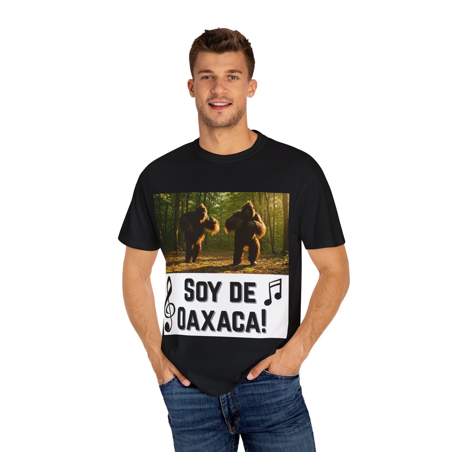 Unisex T-Shirt – “Soy de Oaxaca” Dancing Sasquatches with Musical Notes