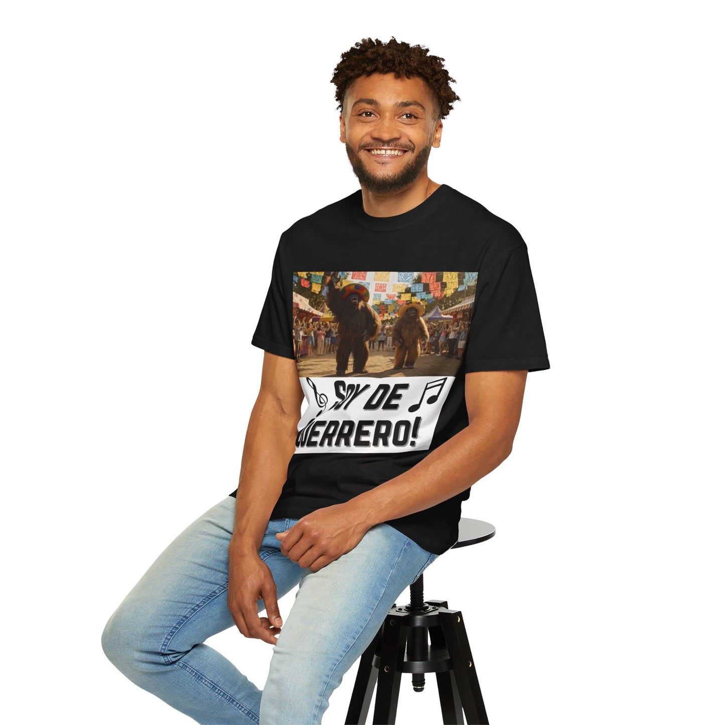 Unisex T-Shirt – “Soy de Guerrero” Dancing Sasquatches with Musical Notes