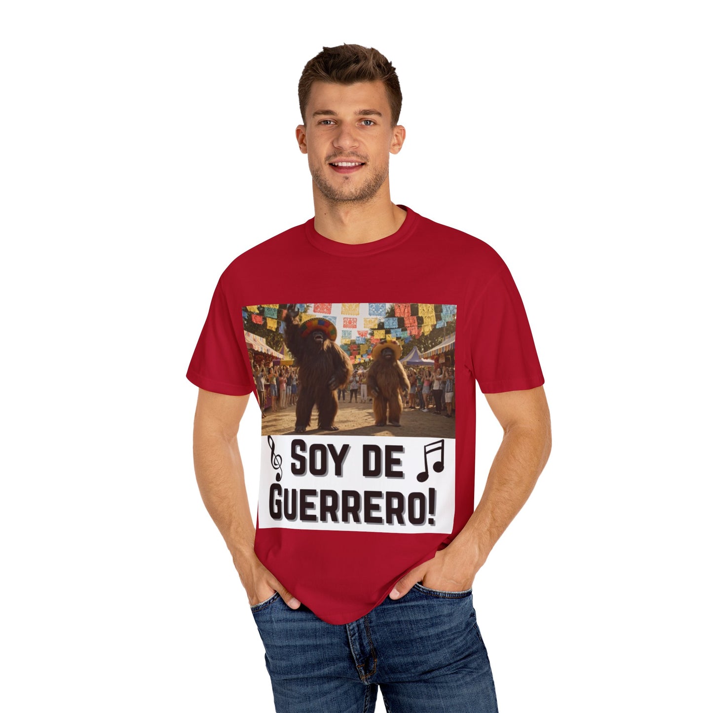 Unisex T-Shirt – “Soy de Guerrero” Dancing Sasquatches with Musical Notes