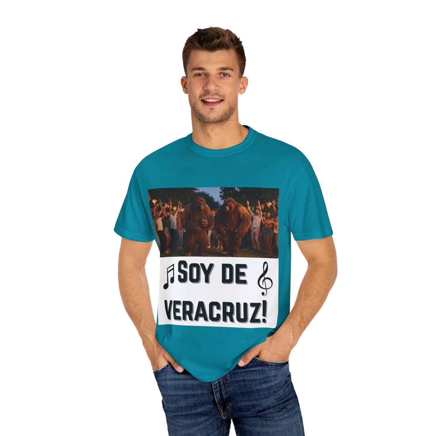 Unisex T-Shirt – “Soy de Veracruz” Dancing Sasquatches with Musical Notes