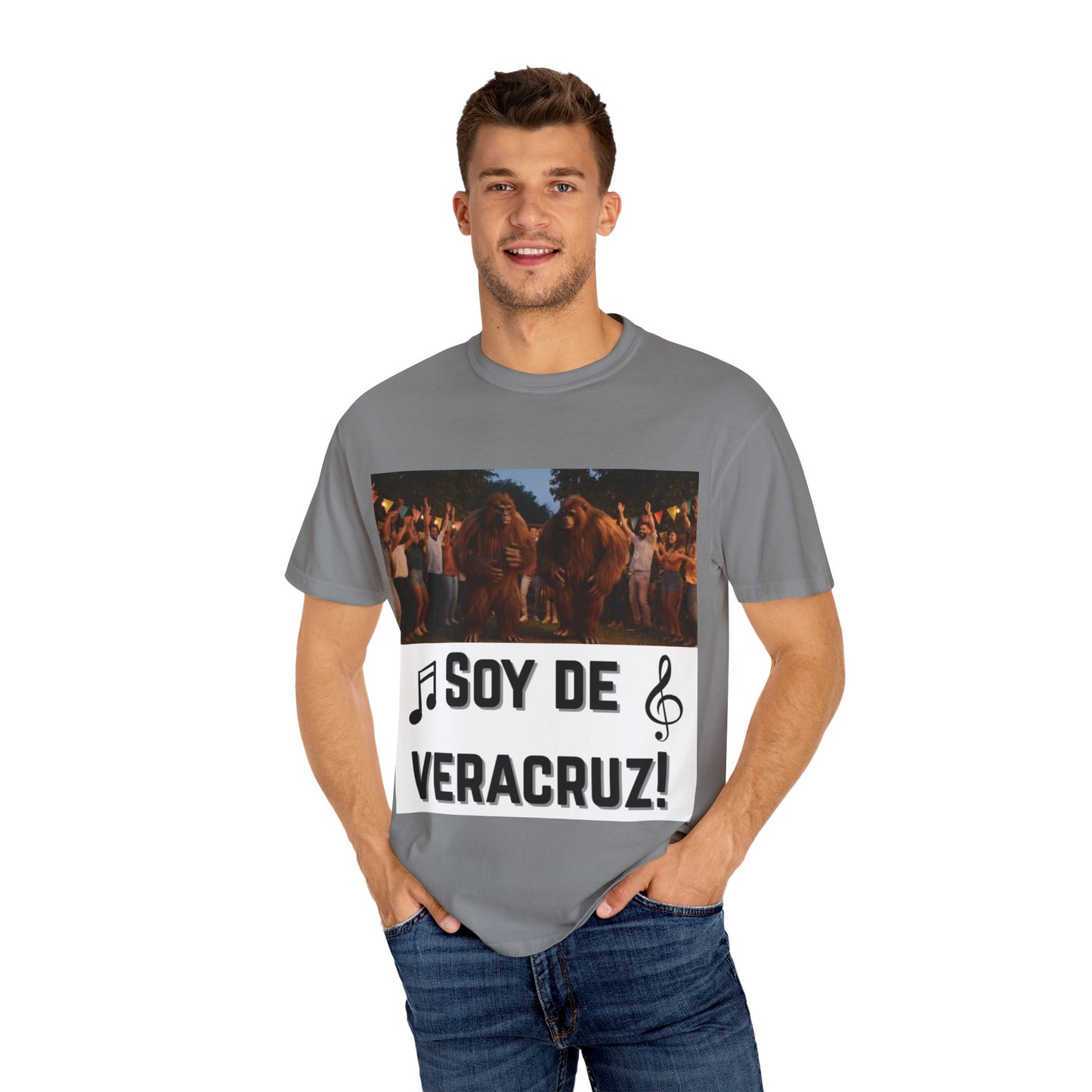 Unisex T-Shirt – “Soy de Veracruz” Dancing Sasquatches with Musical Notes