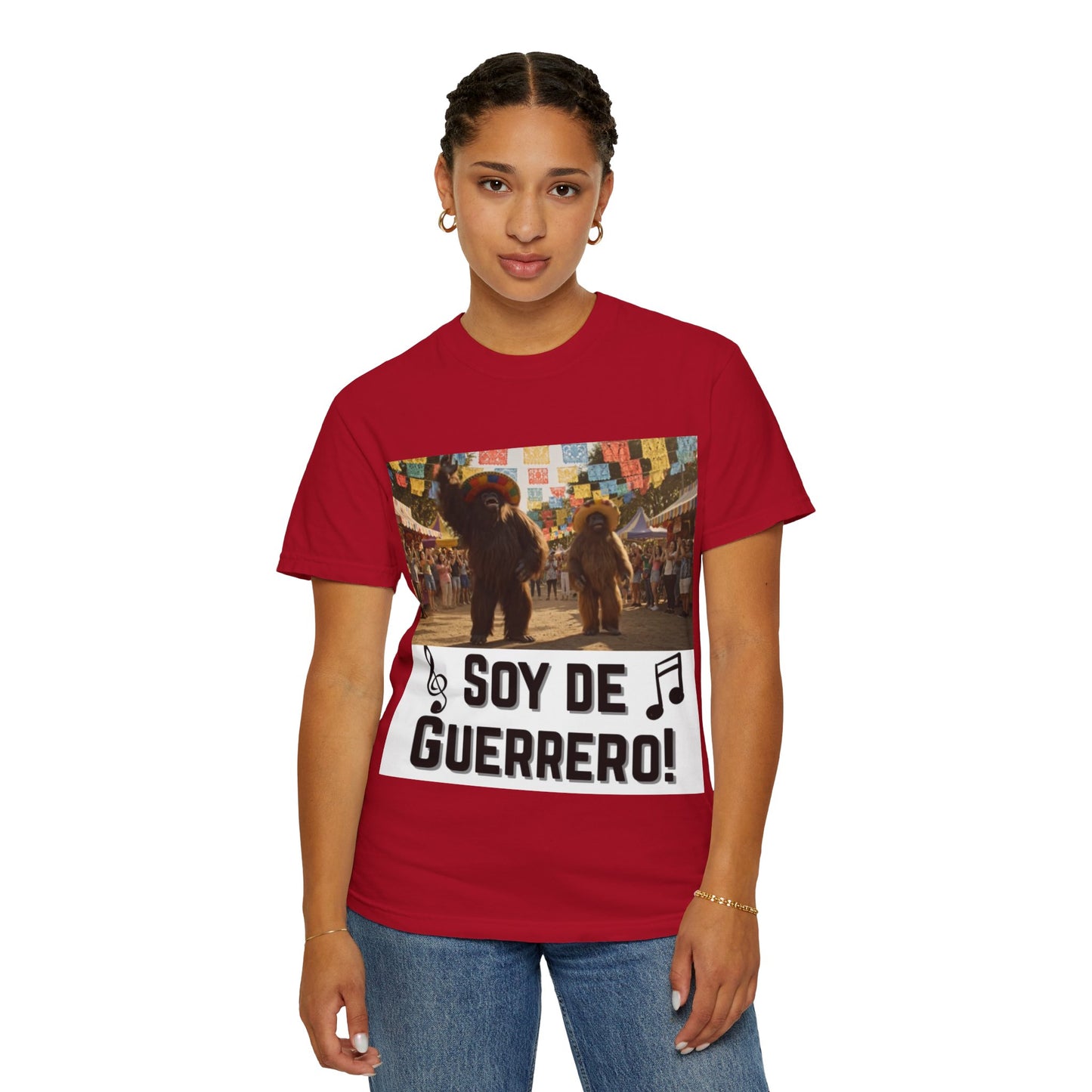 Unisex T-Shirt – “Soy de Guerrero” Dancing Sasquatches with Musical Notes