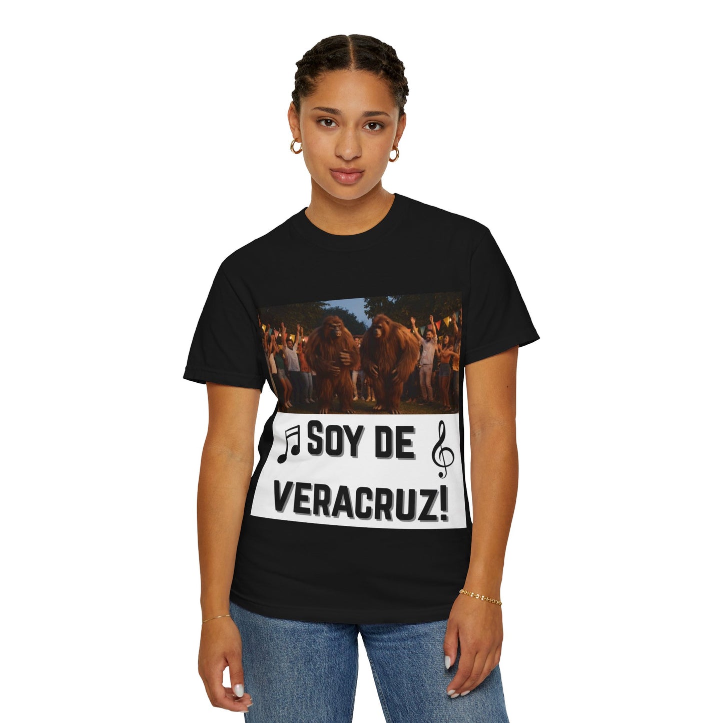 Unisex T-Shirt – “Soy de Veracruz” Dancing Sasquatches with Musical Notes