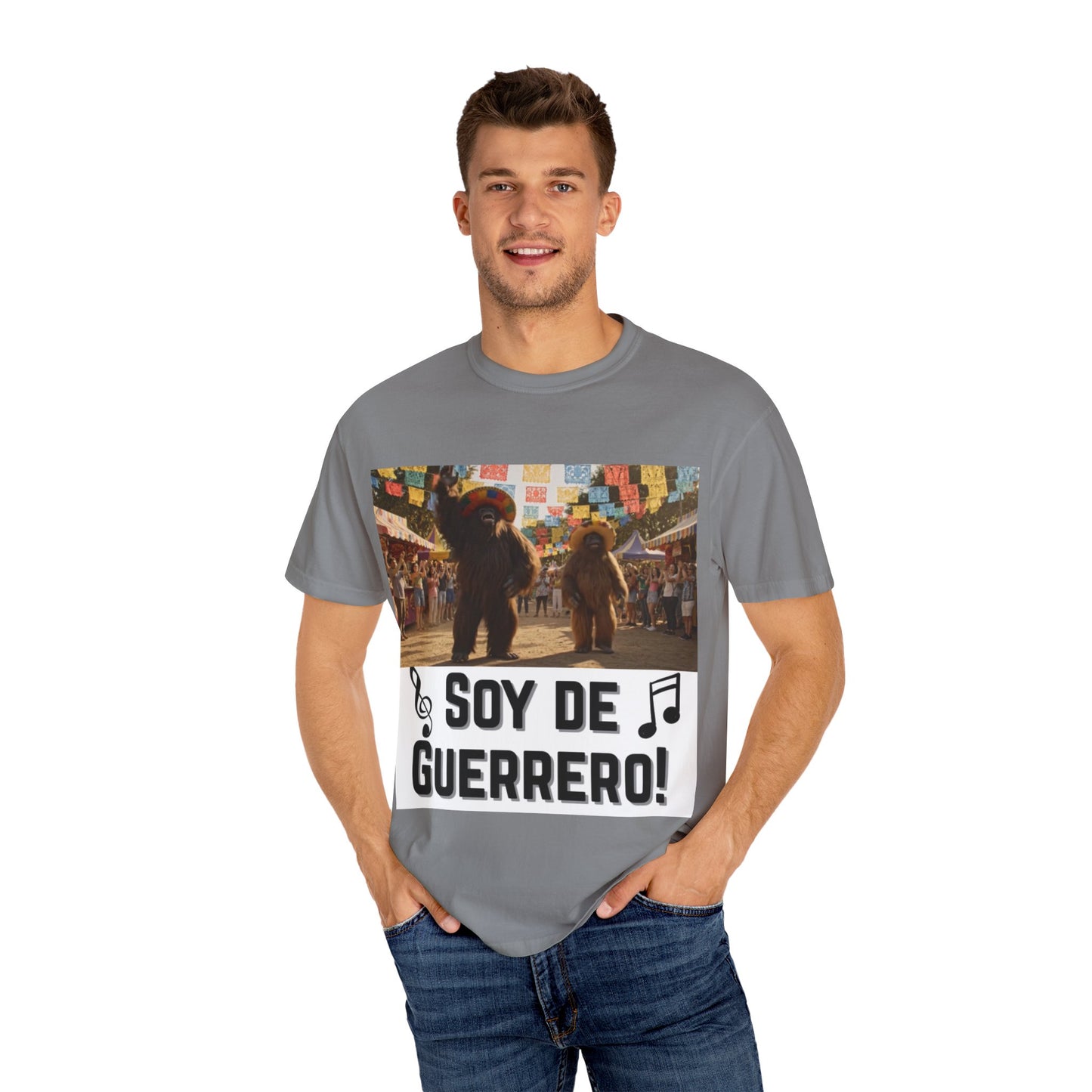 Unisex T-Shirt – “Soy de Guerrero” Dancing Sasquatches with Musical Notes