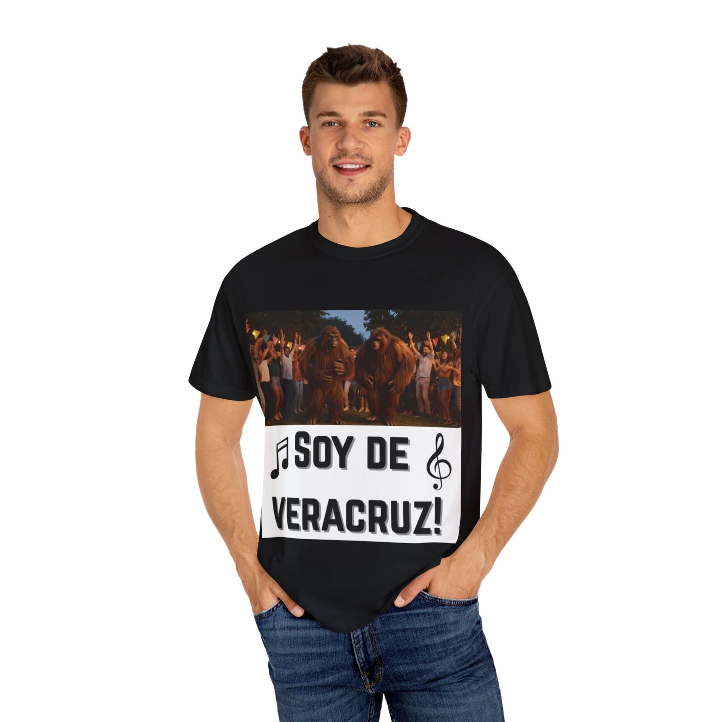 Unisex T-Shirt – “Soy de Veracruz” Dancing Sasquatches with Musical Notes