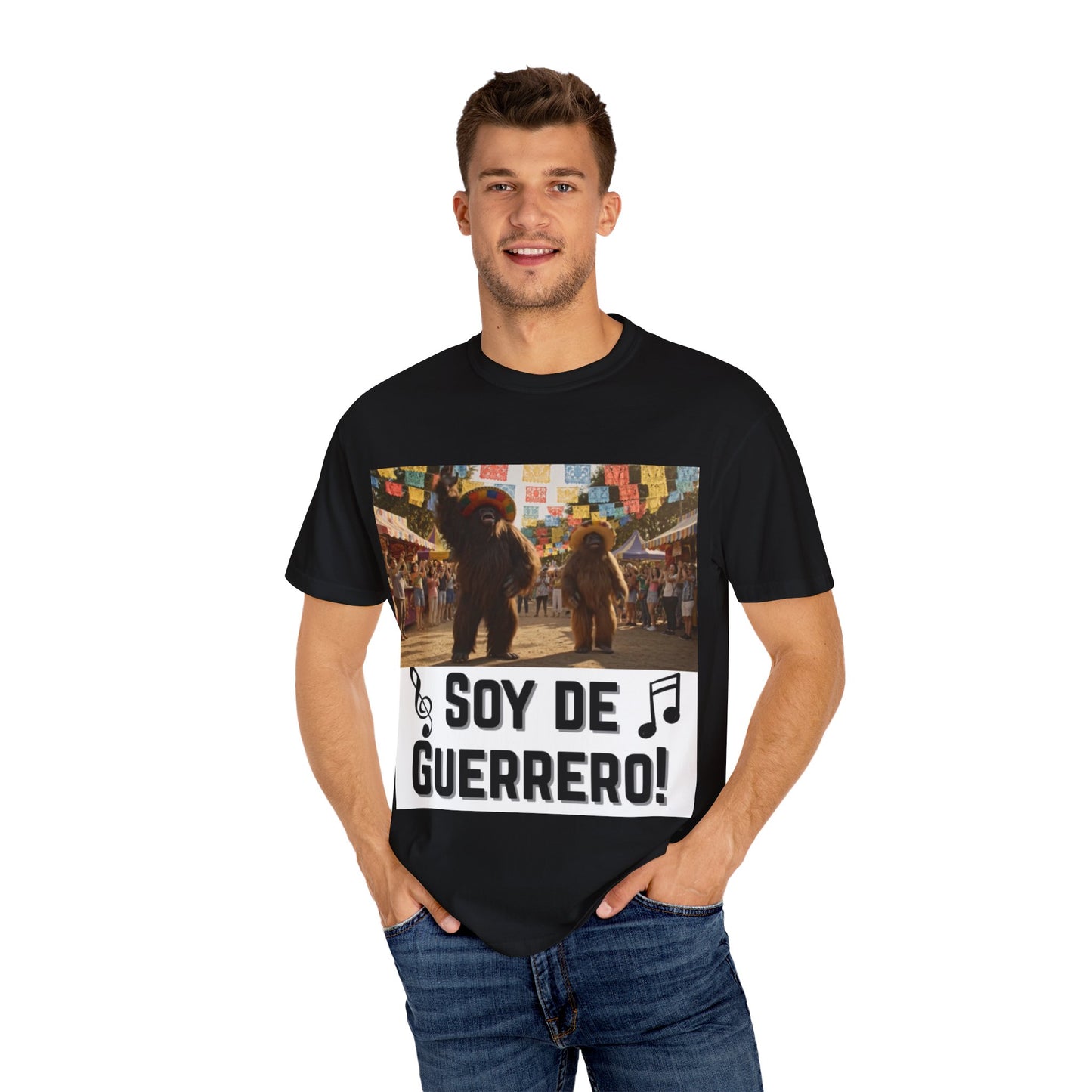 Unisex T-Shirt – “Soy de Guerrero” Dancing Sasquatches with Musical Notes
