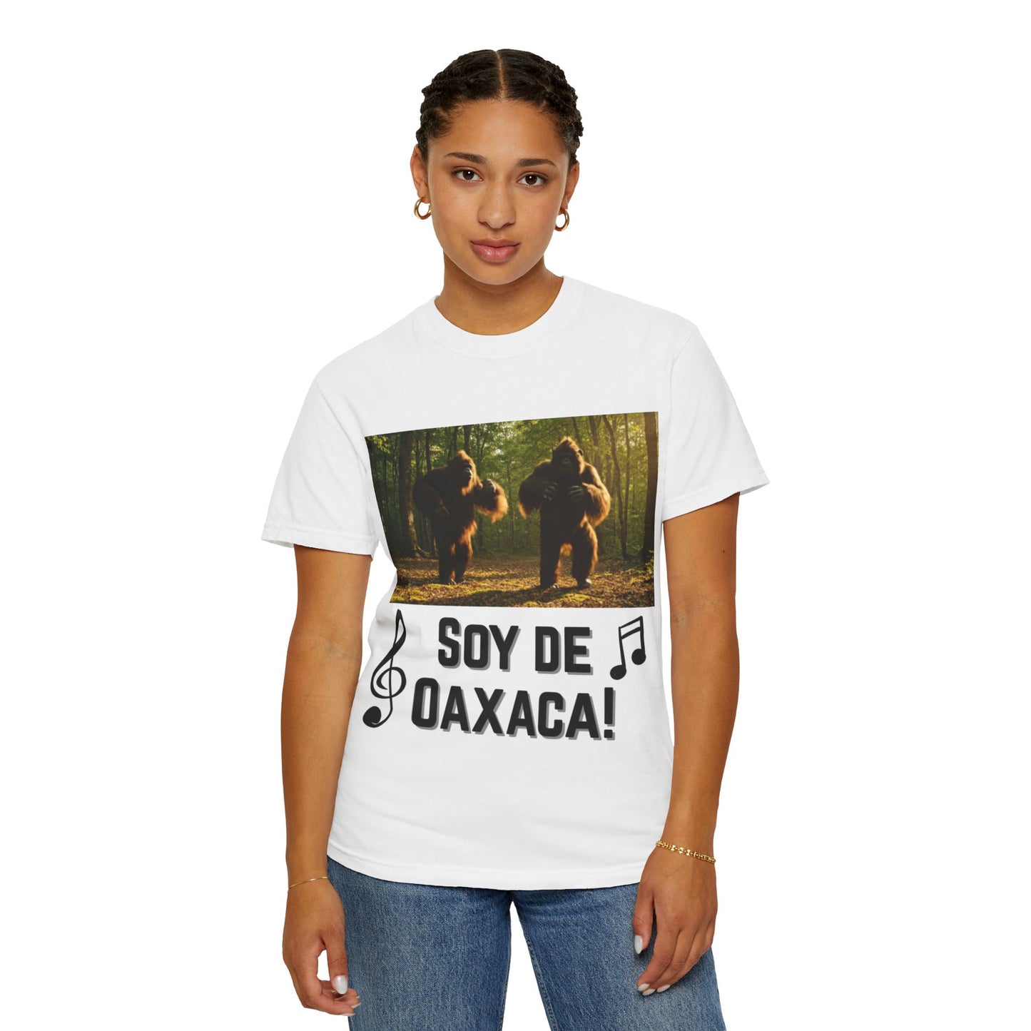 Unisex T-Shirt – “Soy de Oaxaca” Dancing Sasquatches with Musical Notes